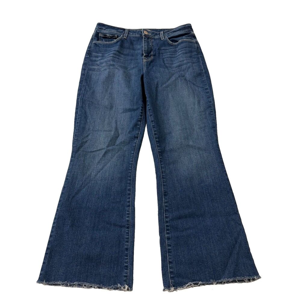 L'AGENCE Jeans Womens 27 Blue Kendra High Rise Crop Flare Raw Hem Pockets